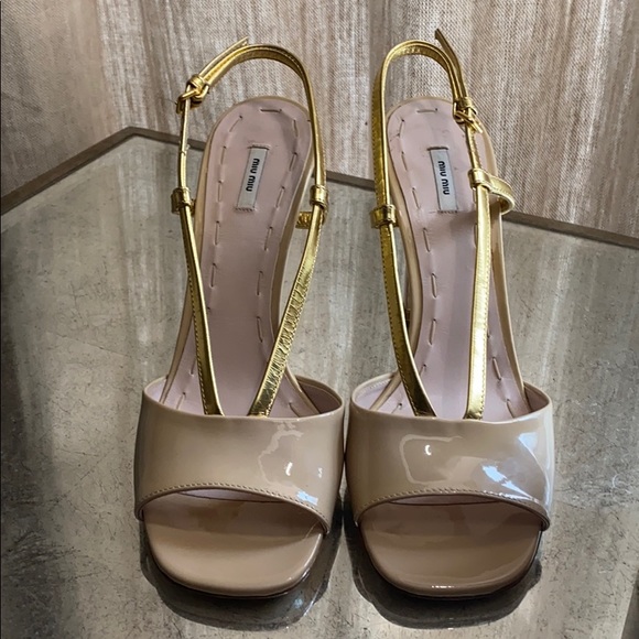 Miu Miu Shoes - MiuMiu Nude Slingback Heels. Size 38